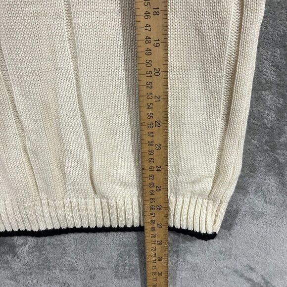 Vintage Ivory V Neck Knit Sweater Grandpacore Minimalist Old Money Sz M/L - Picture 8 of 8